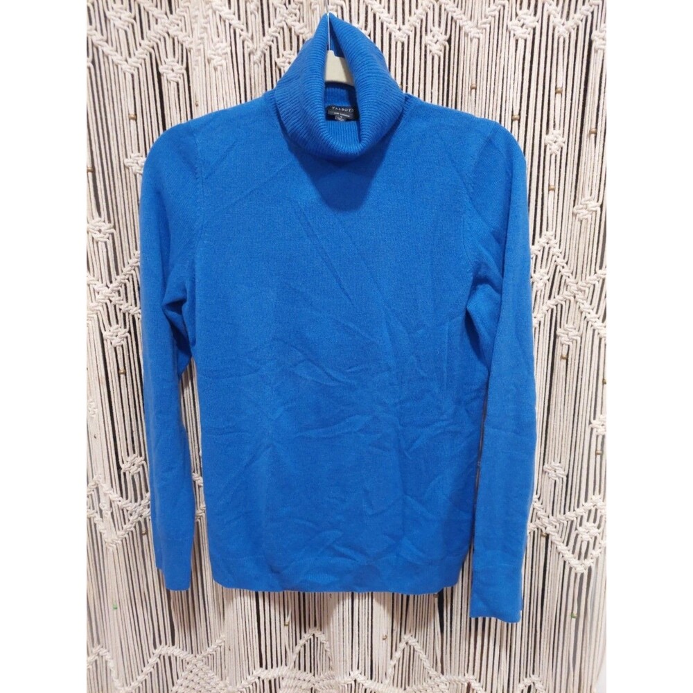 New Talbots Womens Blue Pure Cashmere Sweater Turtleneck Sz Small